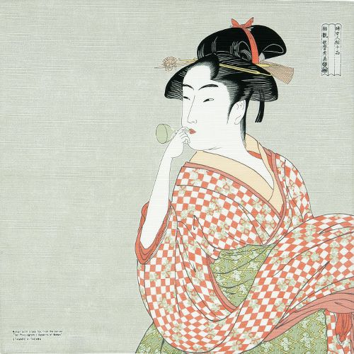 チーフ 隅田川 ビードロを吹く女 ウスグレー | ふろしき むす美 オンライン
