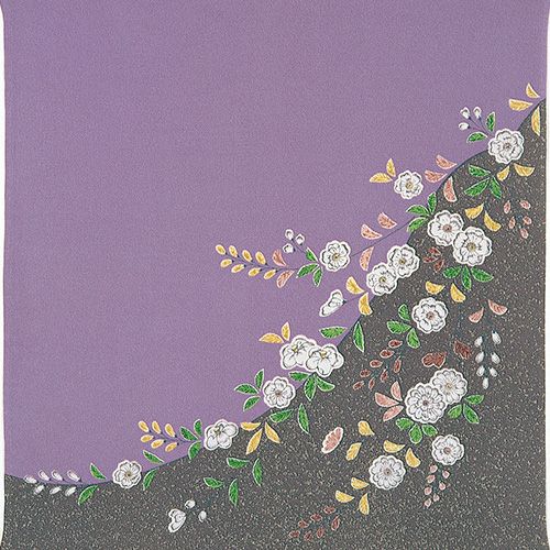二巾7号 正絹ちりめん友禅 花の丸にうさぎ ピンク【箱入】 | ふろしき