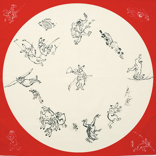 一点物　作品　野獣窓 68 鳥獣人物戯画 丸窓 アカ | ふろしき むす美 オンライン