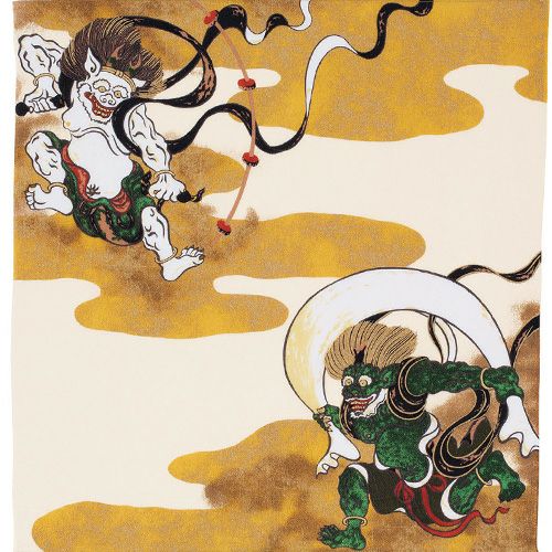 二巾 風神雷神 祥雲 クリーム | ふろしき むす美 オンライン