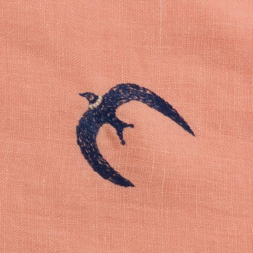 50 ミナ ペルホネン リネン刺繍 go! サーモンピンク | ふろしき むす美 50 ミナ ペルホネン リネン刺繍 go! サーモンピンク | ふろしき むす美