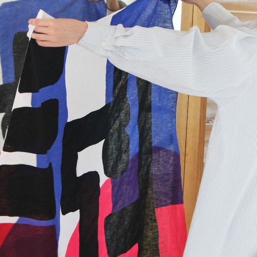 100 MUSUBI LINEN 鈴木マサル ZEBRA ピンクブルー | ふろしき むす美