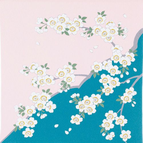 70 光悦ちりめん友禅 桜 グリーン | ふろしき むす美 オンライン