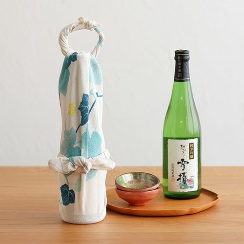 70 光悦ちりめん友禅 蔦にひょうたん ウスキ | ふろしき むす美 オンライン