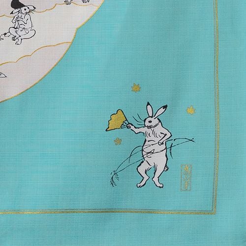 100 鳥獣人物戯画 蓮の葉 ターコイズ | ふろしき むす美 オンライン
